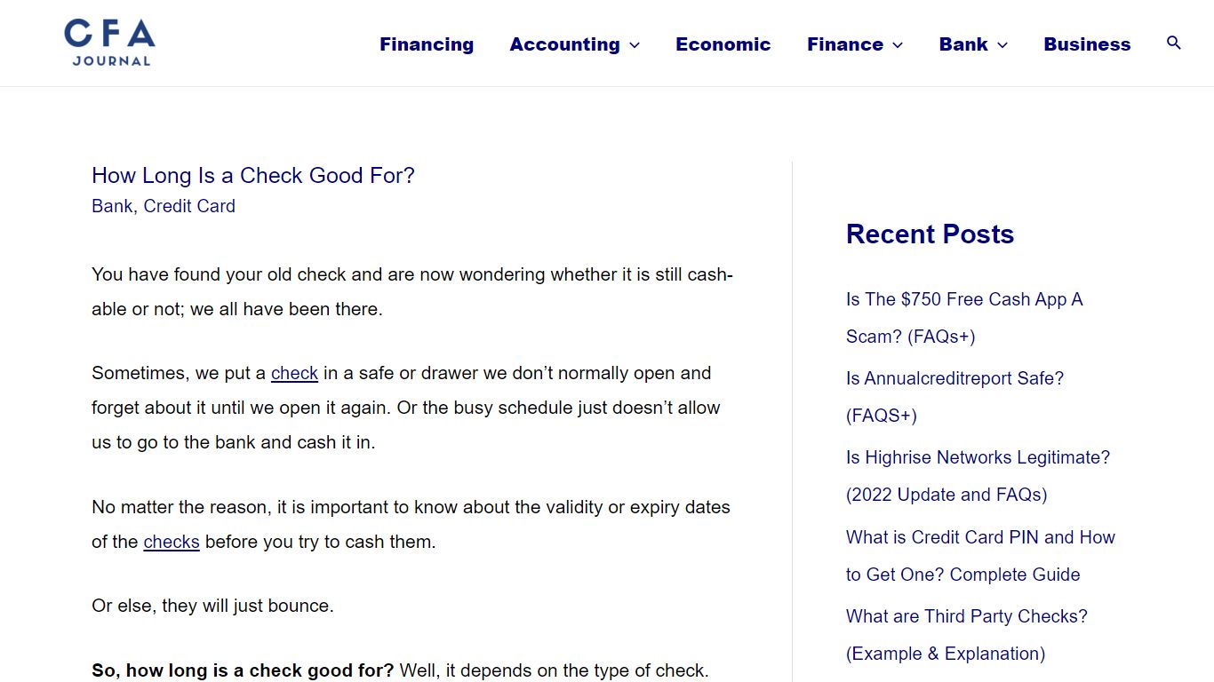 How Long Is a Check Good For? - CFAJournal